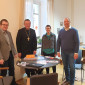 Landesbischof im Dekanatsb&uuml;ro Cham mit Pfr.Michael Rummel, Dekanin Ulrike Dittmar und Dekan Thomas Guba