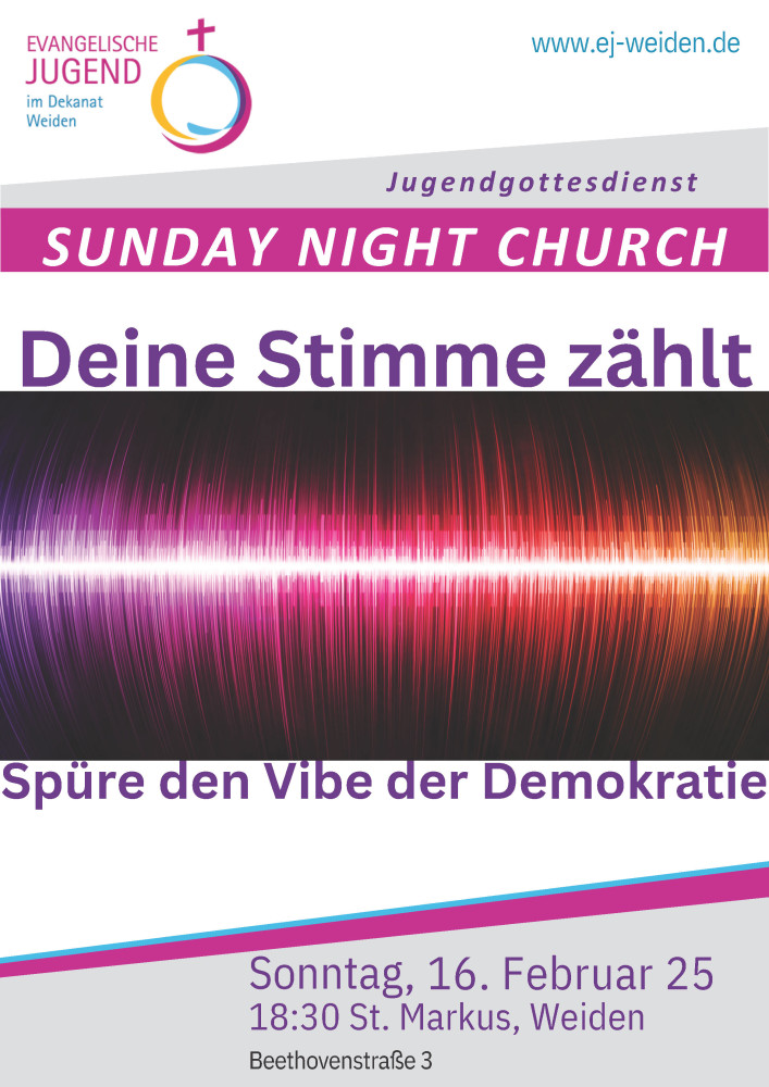 Plakat zur Sunday Night Church der Evangelischen Jugend